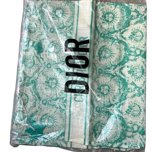 CHRISTIAN DIOR Canvas Dioriviera Toile de Jouy Soleil Tote Aquamarina